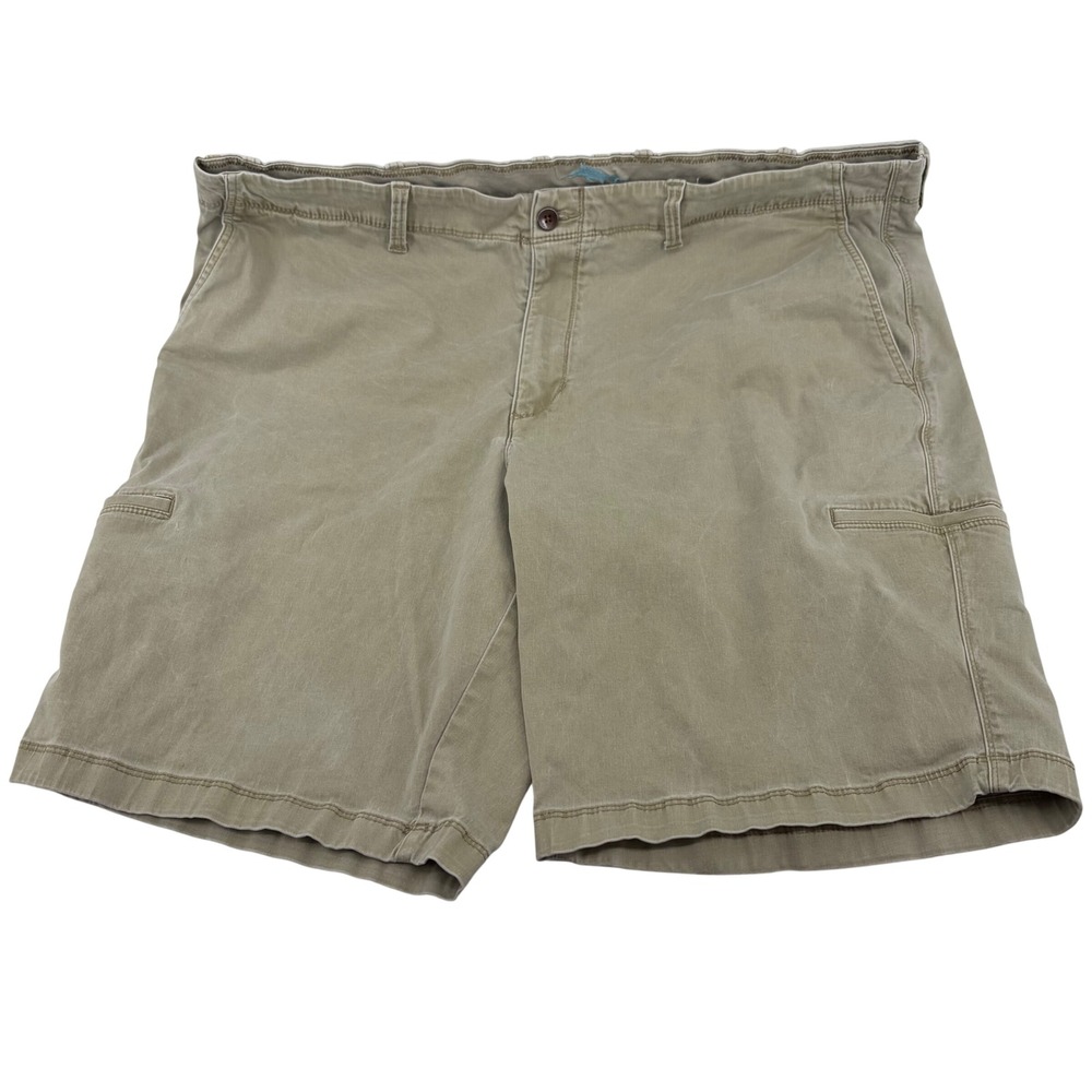 Tommy Bahama Boracay Shorts Mens 44 Khaki Tan Cotton Tencel Stretch Flat Front